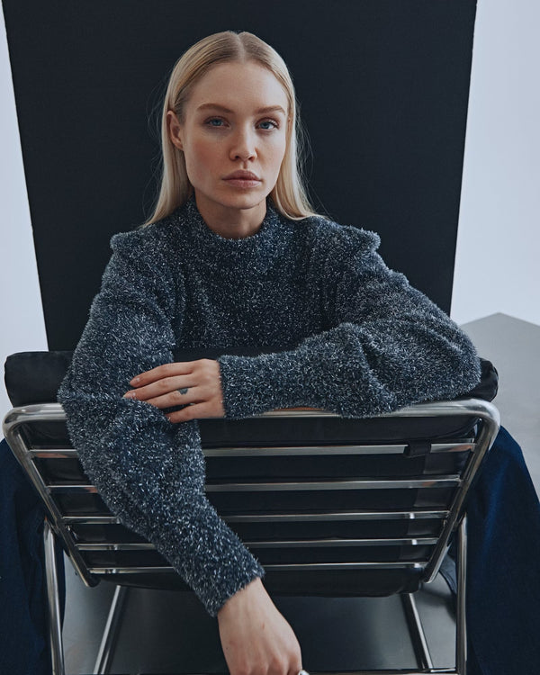 Pulz Grey Sparkly Knit Jumper