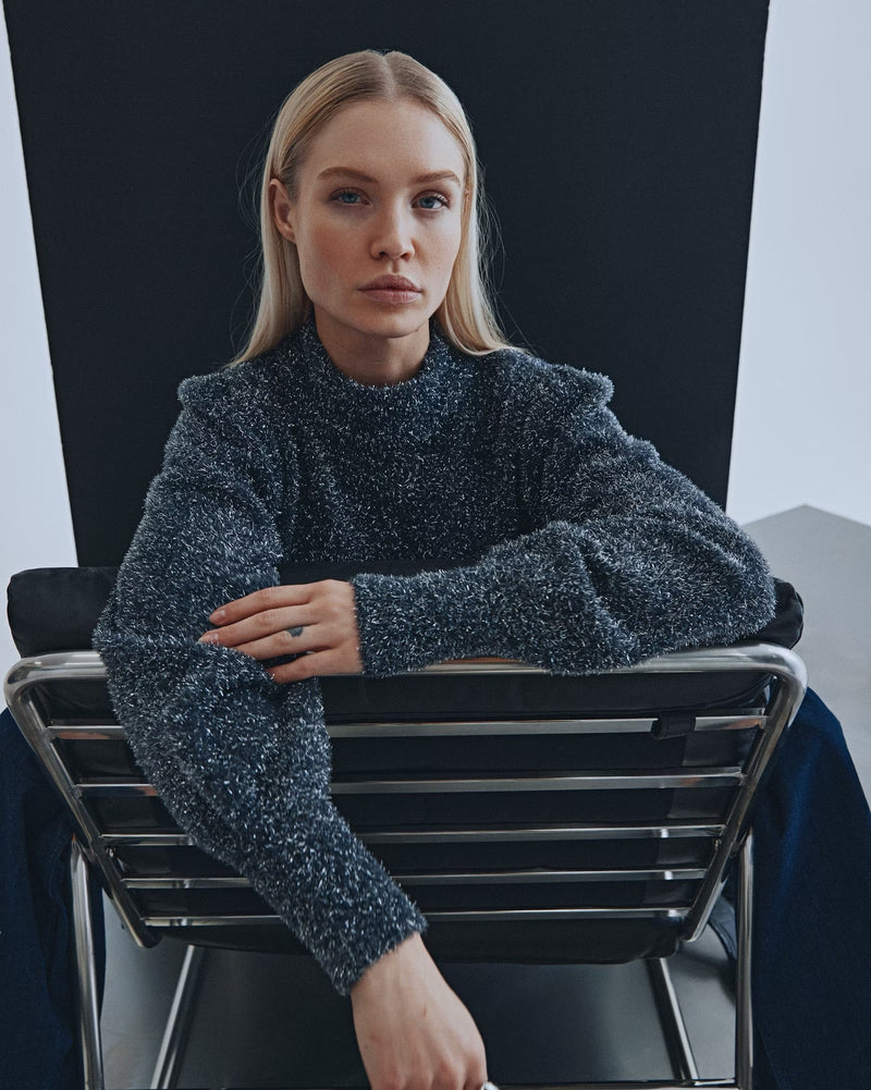 Pulz Grey Sparkly Knit Jumper