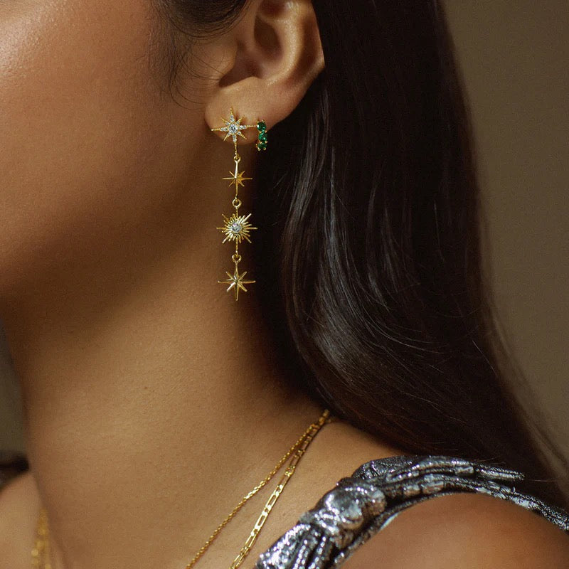 ORELIA - Statement Crystal Starburst Drop Earrings