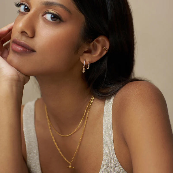 ORELIA - Pave Starburst Shaker Hoop Earrings