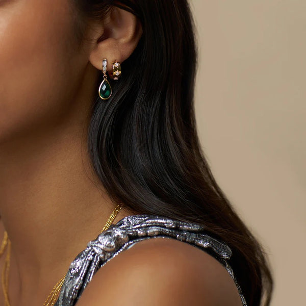 ORELIA - Starbust Embellished Huge Hoop Earrings