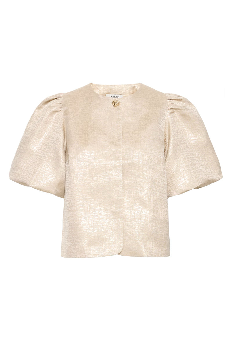 B.Young Gold Puff Sleeve Blouse