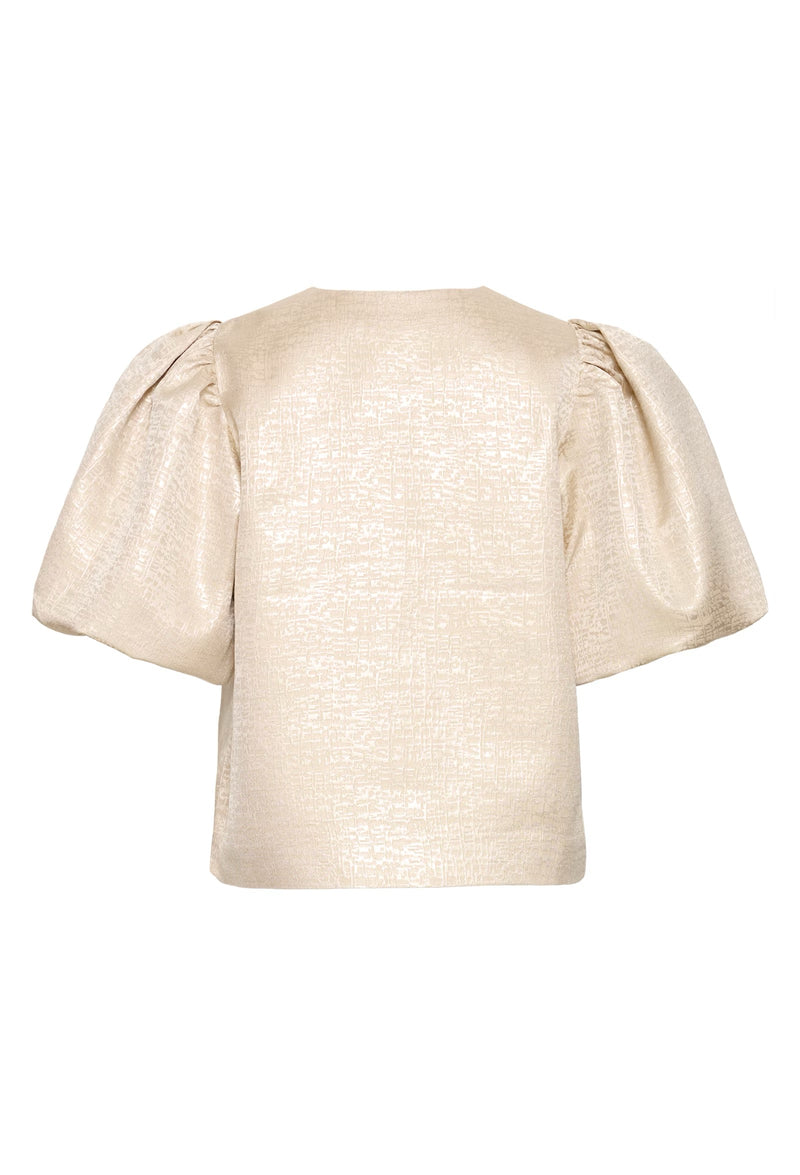 B.Young Gold Puff Sleeve Blouse
