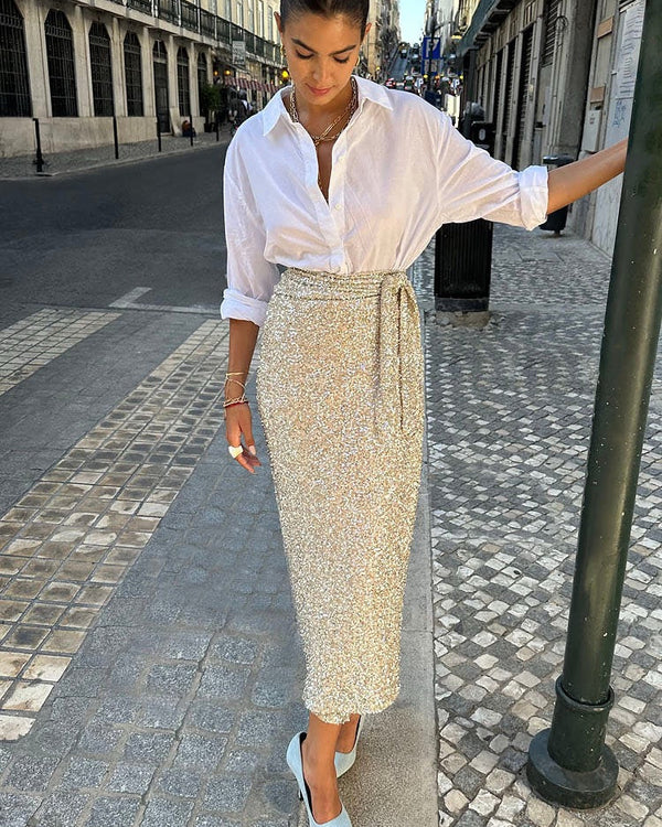 Never Fully Dressed - Sequin Maxi Wrap Jaspre Skirt