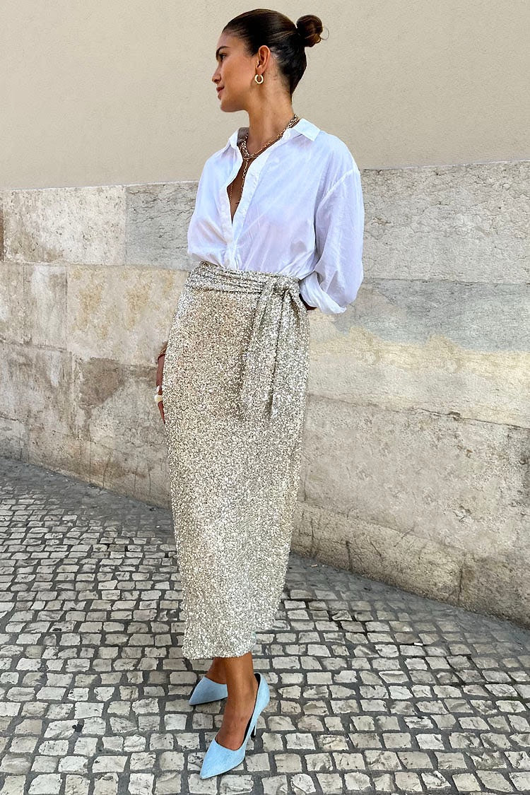Never Fully Dressed - Sequin Maxi Wrap Jaspre Skirt