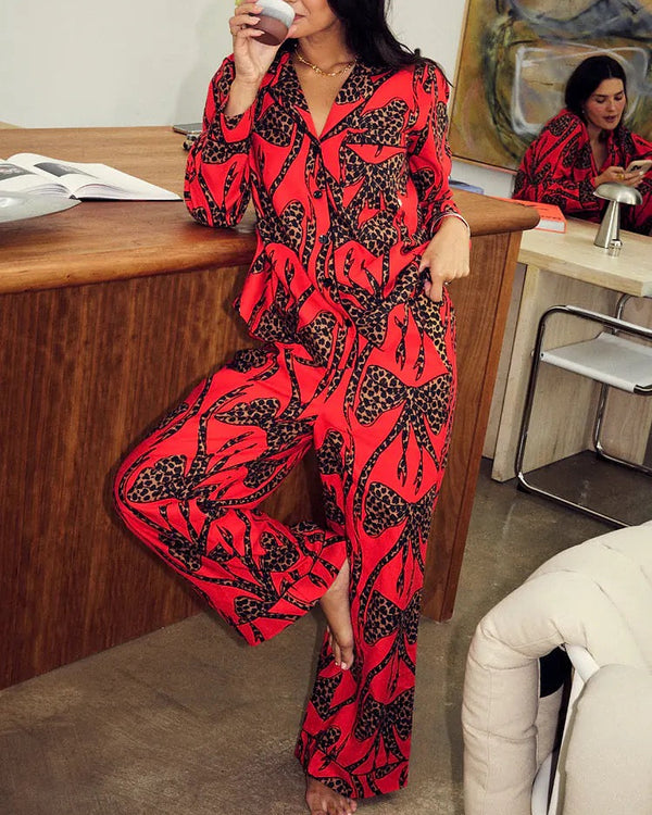 Never Fully Dressed - Red Bow Cotton Button Through Pyjamas