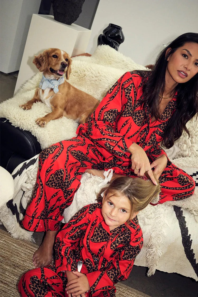 Never Fully Dressed - Red Bow Cotton Button Through Pyjamas