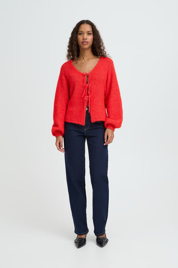 ICHI Bria Racing Red Cardigan