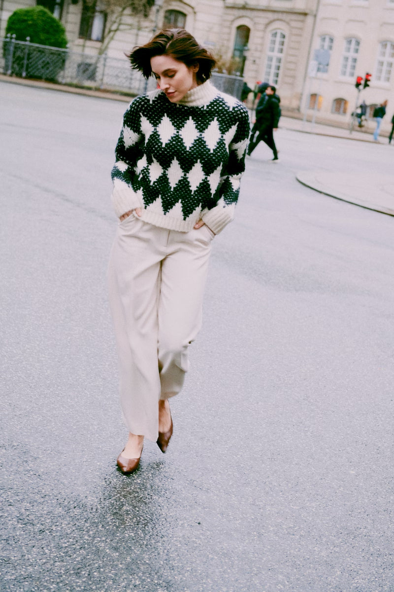 B.Young Cream Tailored Trousers