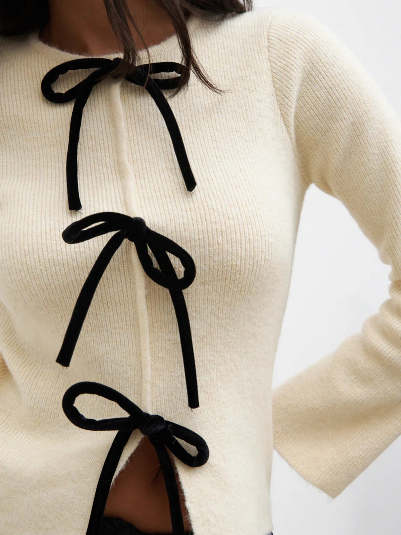 Pretty Lavish - Sophia Bow Tie Front Knit Top