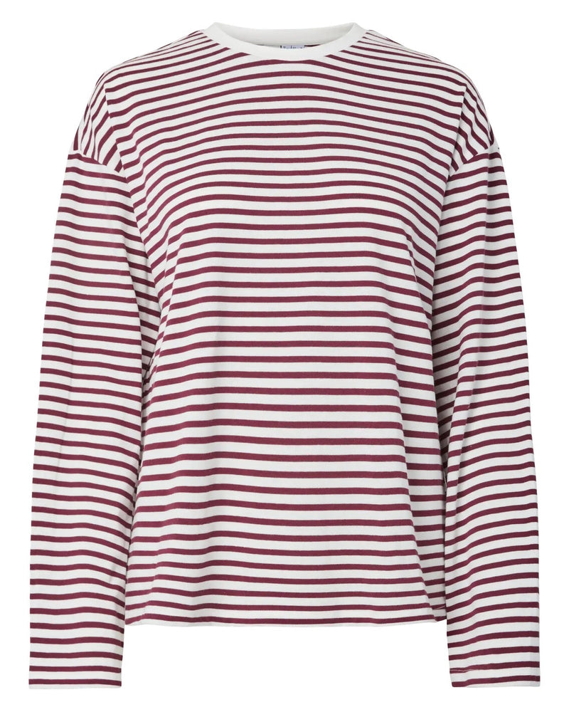 PIECES - Tawny Port Stripe Long Sleeve Tee