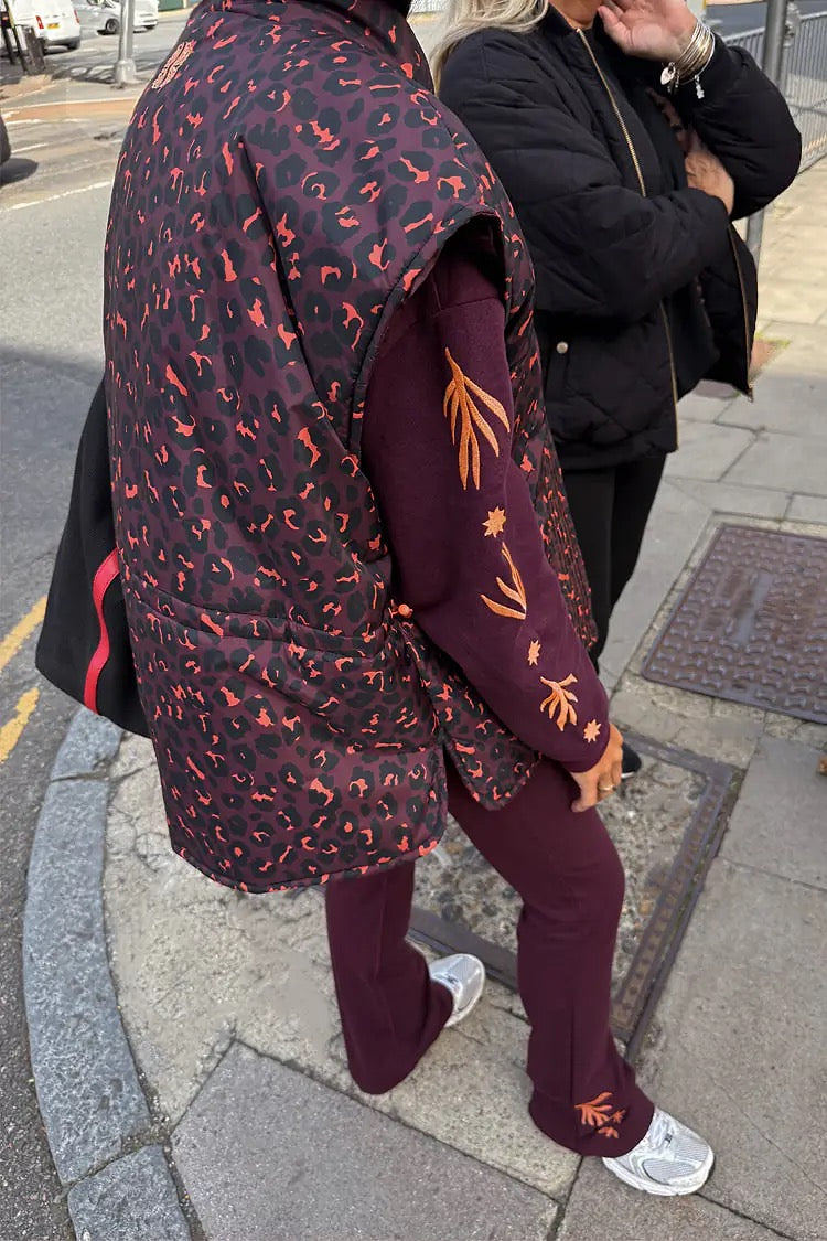 Never Fully Dressed - Burgundy Hoodie with Coral Embroidery