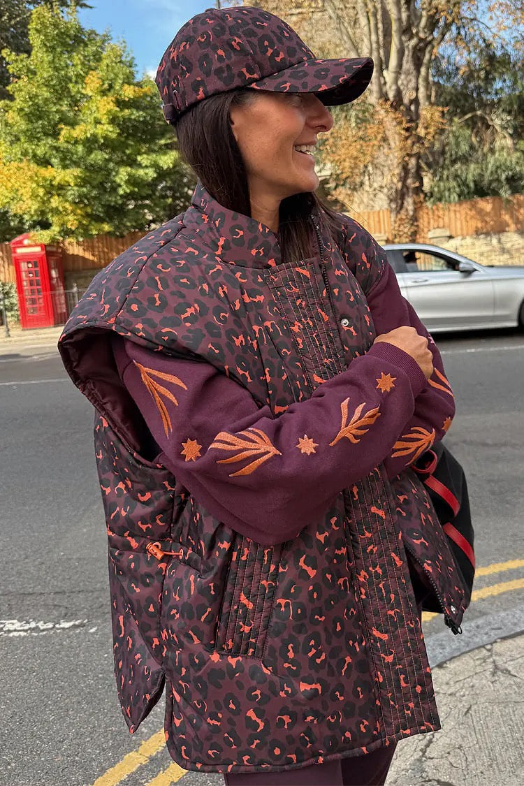 Never Fully Dressed - Burgundy Hoodie with Coral Embroidery