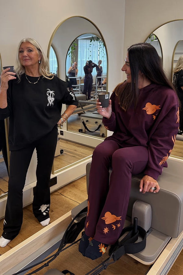 Never Fully Dressed - Burgundy Cotton Wide Leg Pants with Coral Embroidery