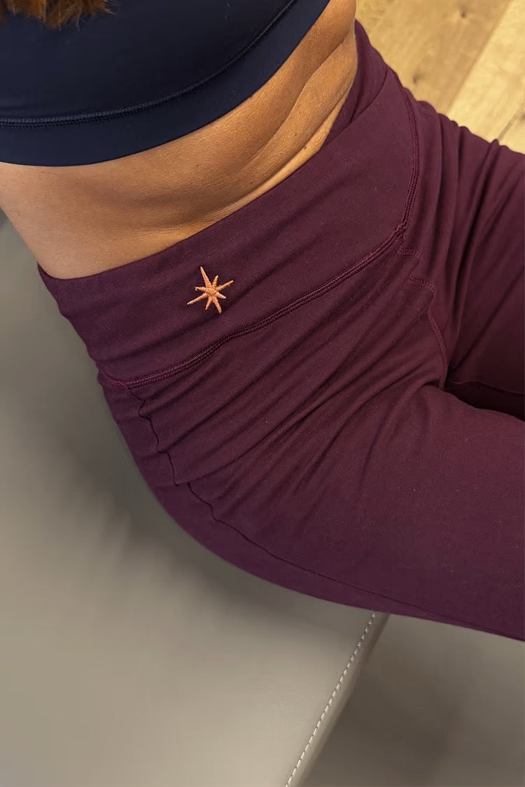 Never Fully Dressed - Burgundy Cotton Wide Leg Pants with Coral Embroidery