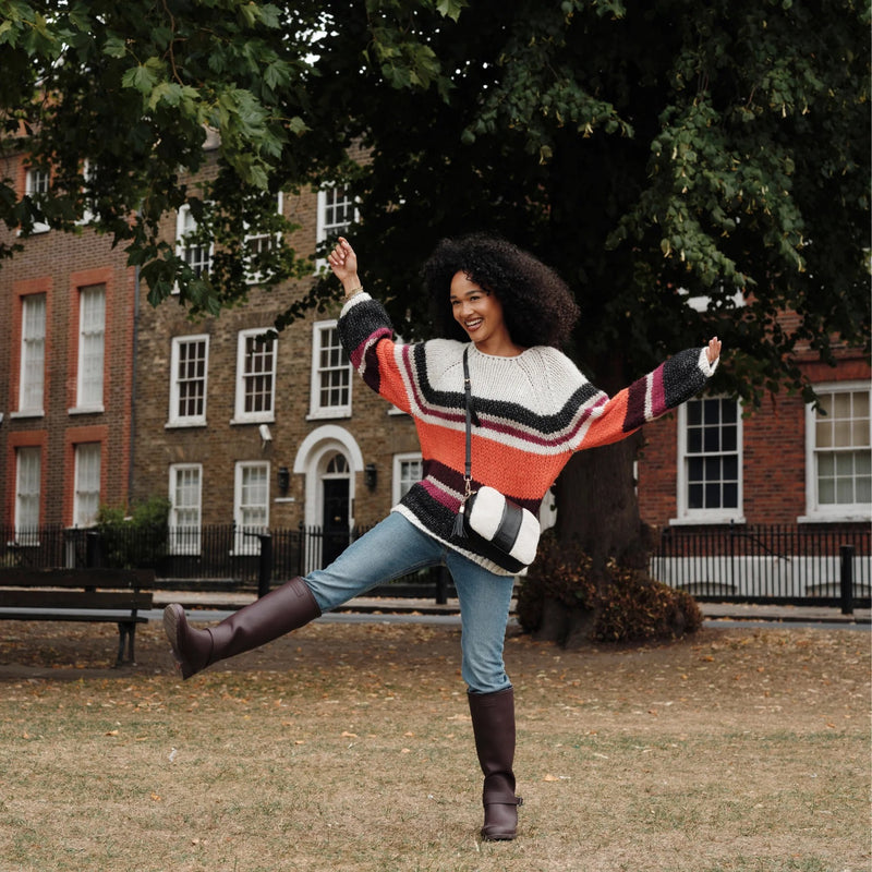 Pom Pom London - City Faux Fleece & Leather Bag Black