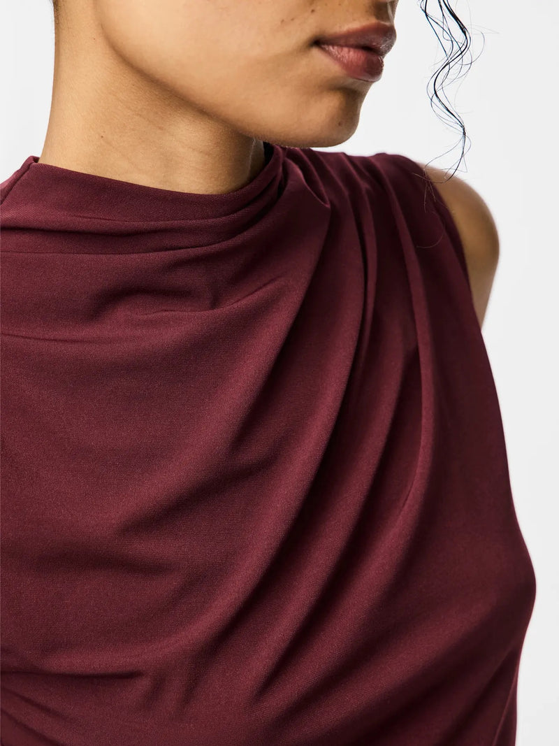 PIECES - Tawny Port Madison Drape Top