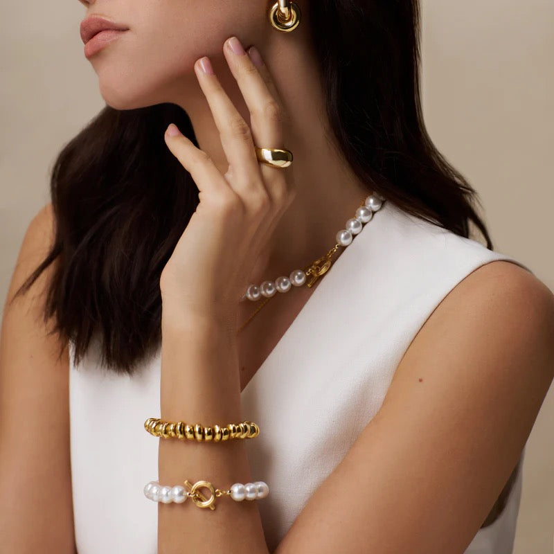 ORELIA - Polished Metal Nugget Bracelet