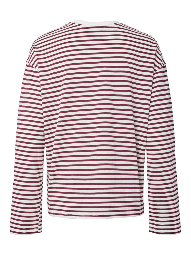 PIECES - Tawny Port Stripe Long Sleeve Tee