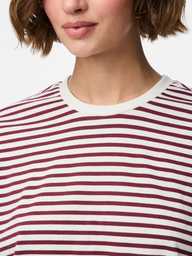 PIECES - Tawny Port Stripe Long Sleeve Tee