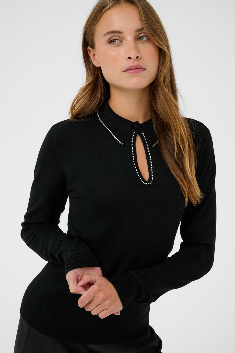 Kaffe Black Deep Cut Out Knit