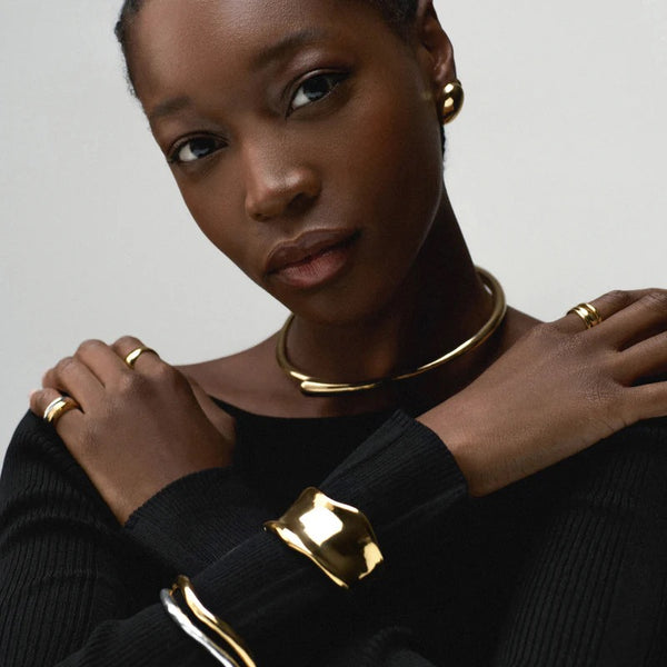 ORELIA - Statement Organic Metal Cuff - Gold