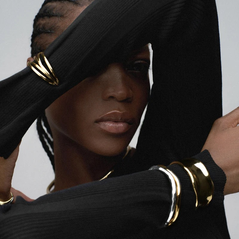 ORELIA - Statement Organic Metal Cuff - Gold