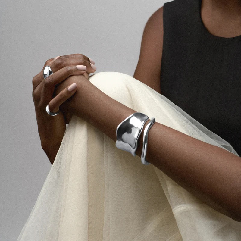 ORELIA - Statement Organic Metal Cuff - Silver