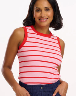 Sugarhill Of Brighton - Pink & Red Stripe Ribbed Top