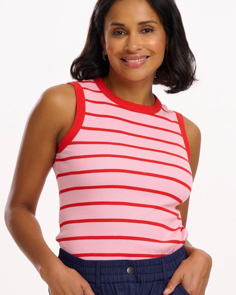 Sugarhill Of Brighton - Pink & Red Stripe Ribbed Top