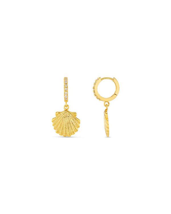 ORELIA - Shell Pavé Huggie Hoops