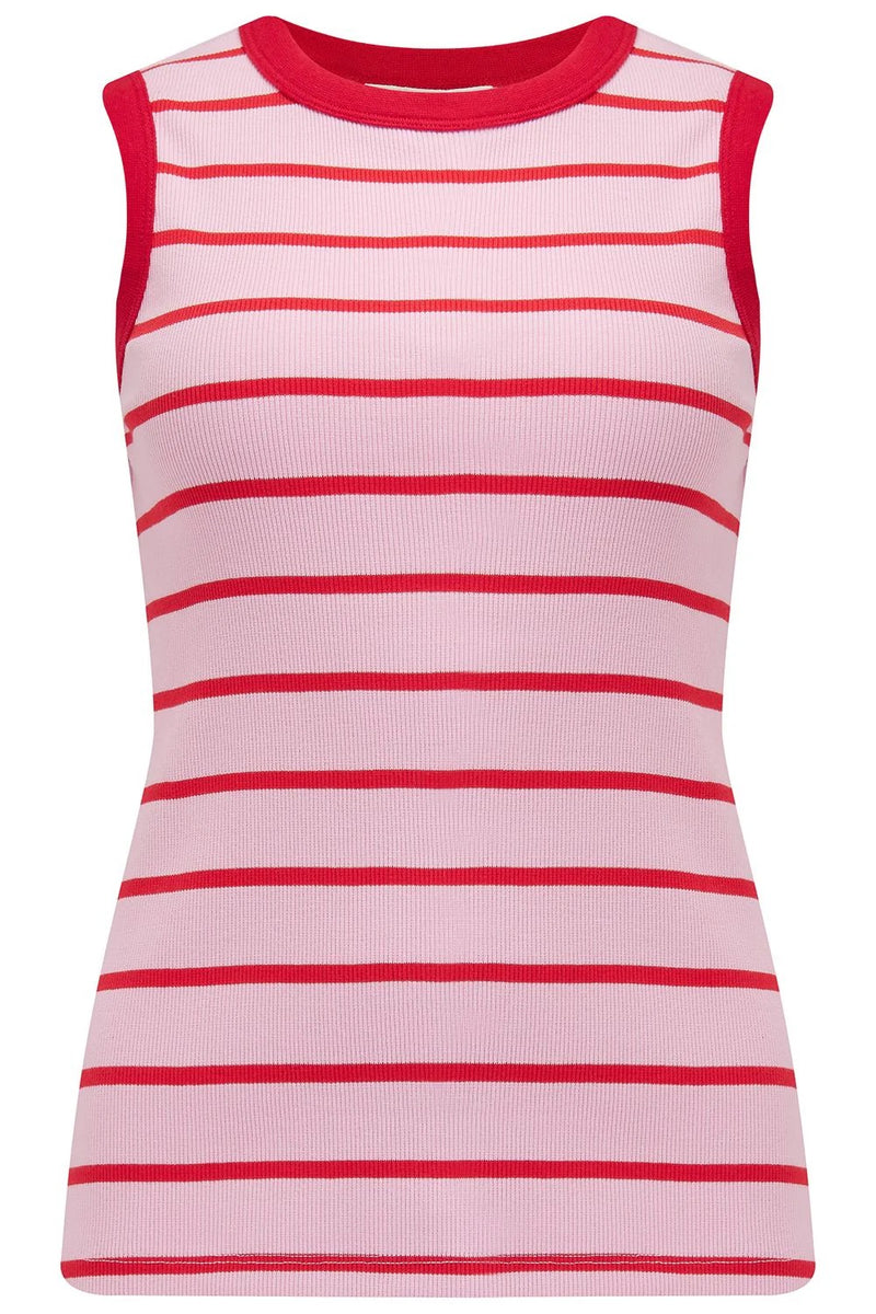 Sugarhill Of Brighton - Pink & Red Stripe Ribbed Top