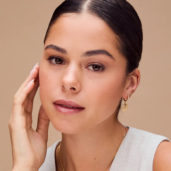 ORELIA - Shell Pavé Huggie Hoops
