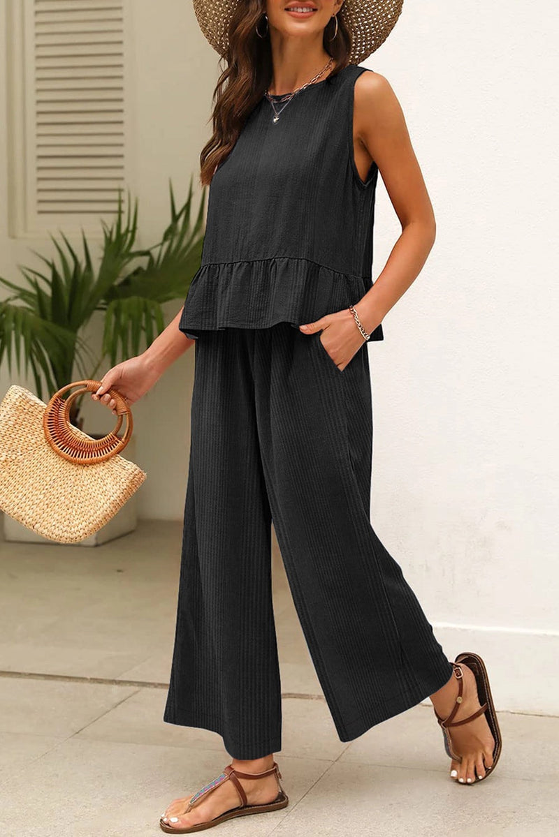 Cosima - Black Ribbed Co-Ord