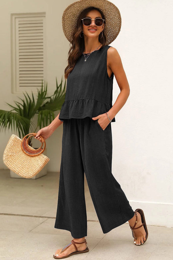 Cosima - Black Ribbed Co-Ord