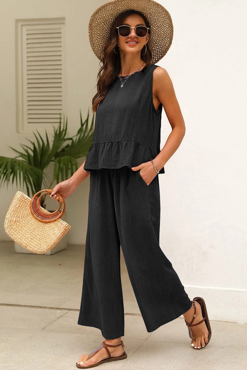 Cosima - Black Ribbed Co-Ord