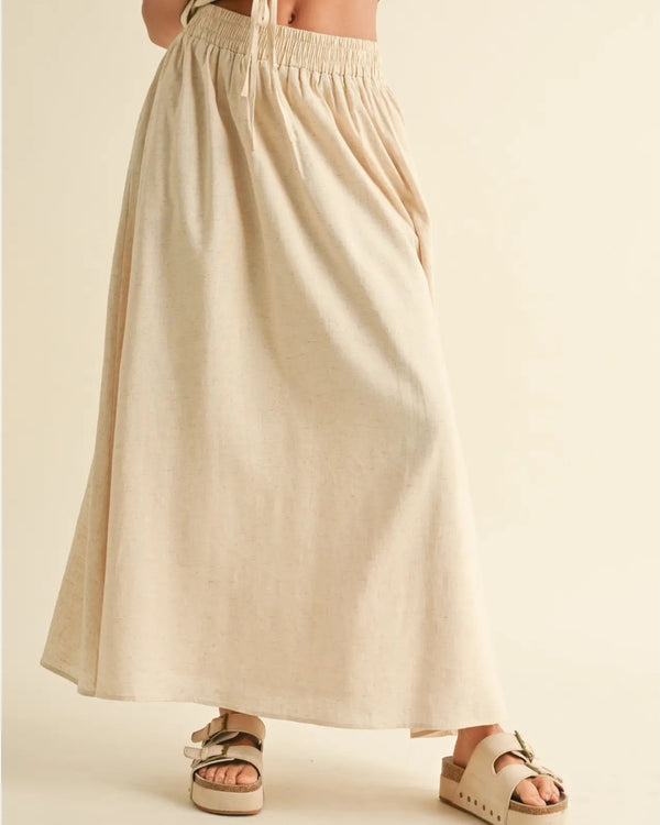 Elara - Oatmeal Linen Skirt