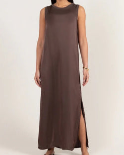 Oona Dark Expresso Satin Dress