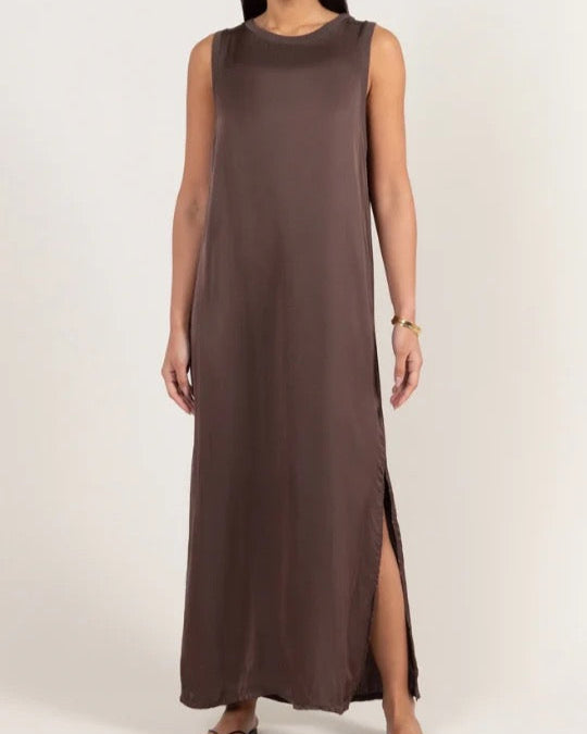 Oona Dark Expresso Satin Dress