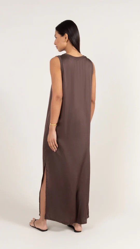Oona Dark Expresso Satin Dress