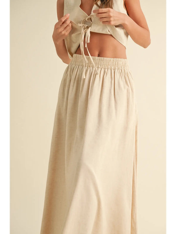 Elara - Oatmeal Linen Skirt