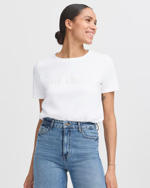 B.Young White Slogan Tee
