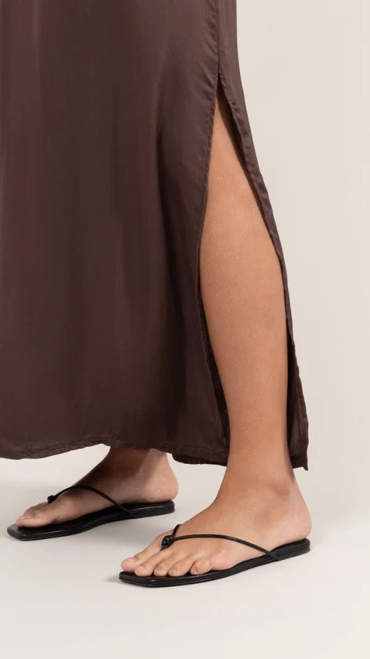 Oona Dark Expresso Satin Dress