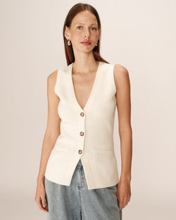 Grace & Mila - Knitted Ecru Waistcoat