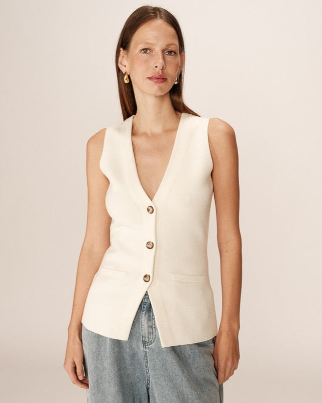 Grace & Mila - Knitted Ecru Waistcoat
