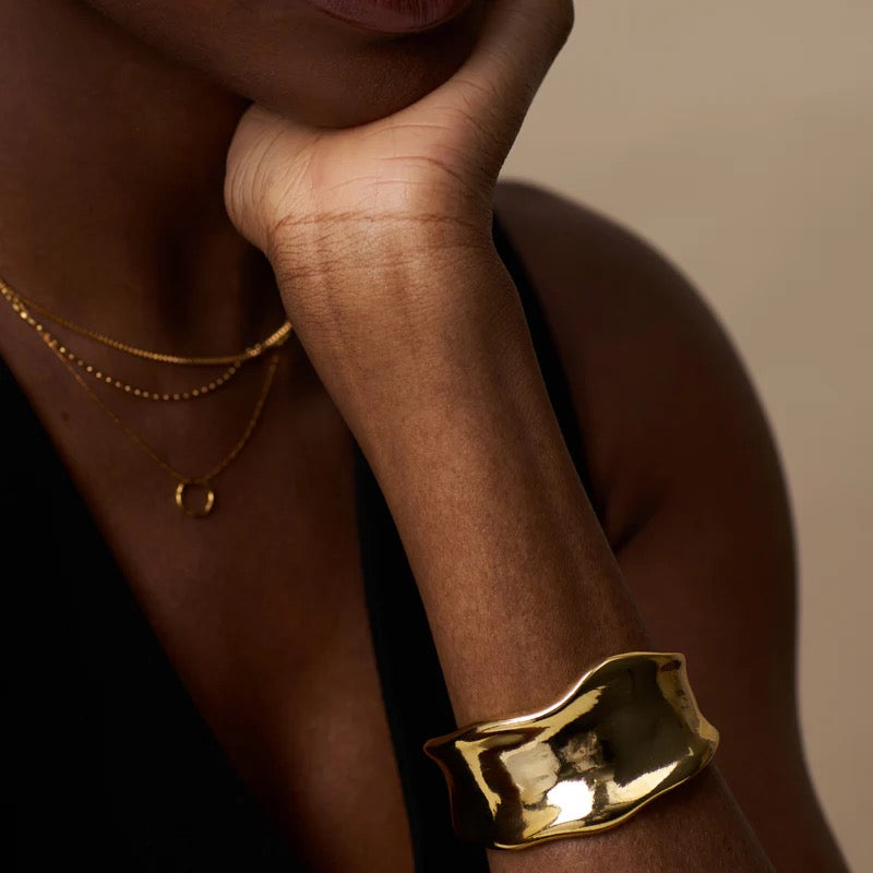 ORELIA - Statement Organic Metal Cuff - Gold