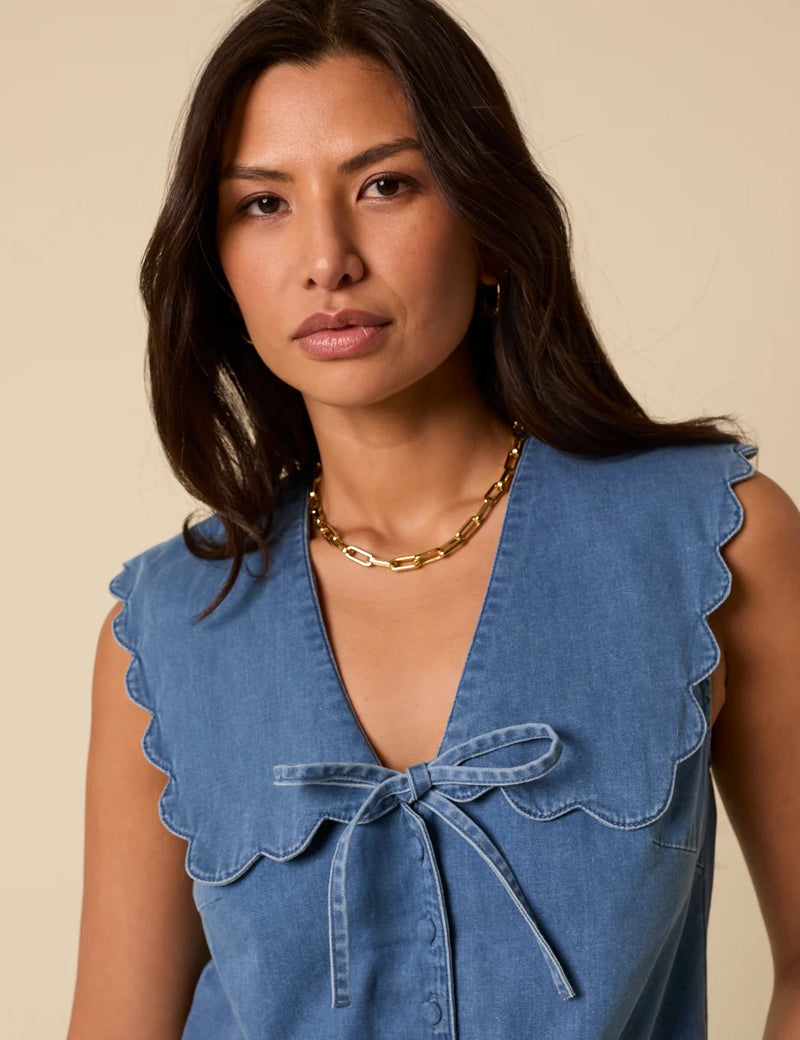 Nobody's Child - Blue Denim Sleeveless Birdie Top