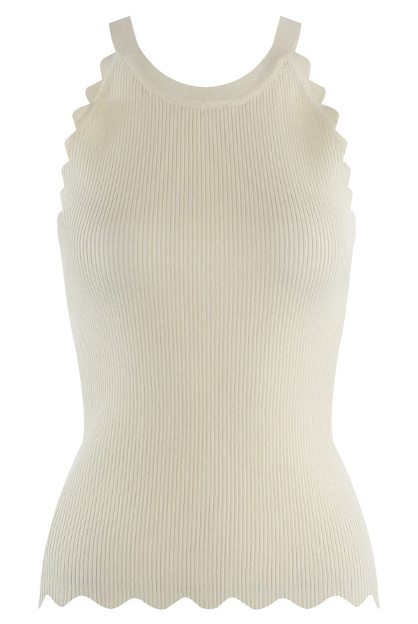 Soft Yellow Scallop Racer Vest Top