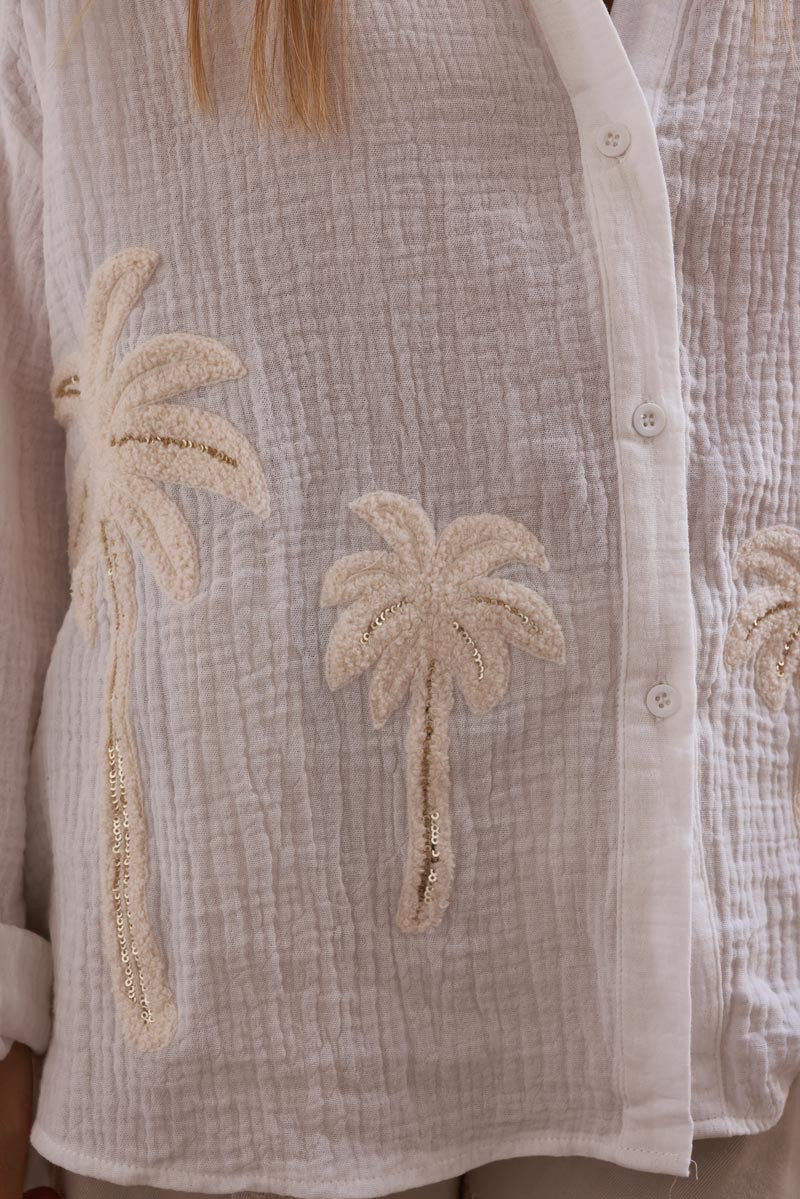 Palm Blouse - White Cotton