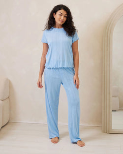 Chelsea Peers - Pointelle Long Pyjama Set - Blue